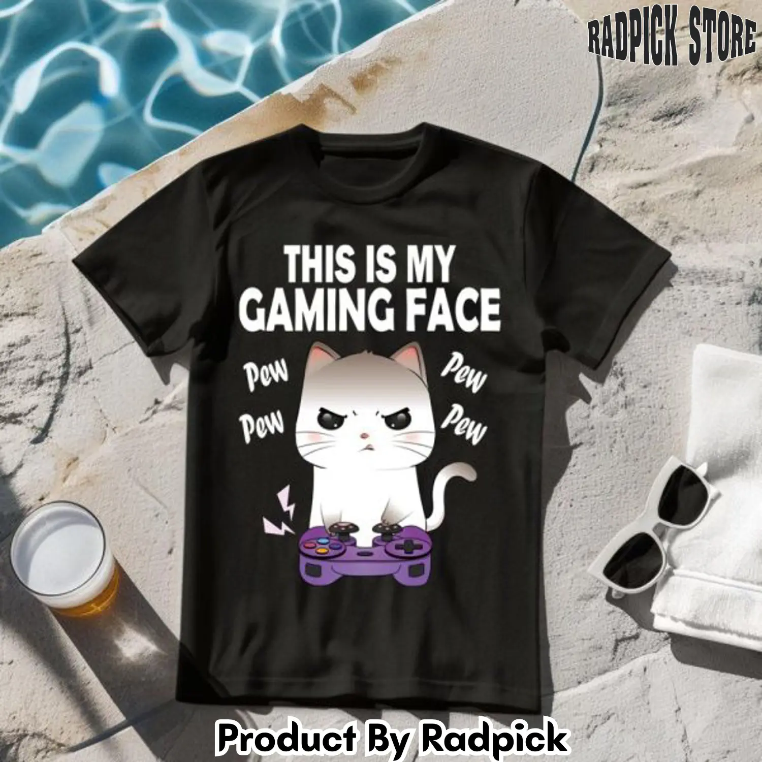 My gaming face gamer cat kawaii anime tshirt rp2645907